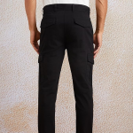 Men Black Mid Rise Cargo Trousers