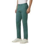 Men Green Slim Fit Mid-Rise Trouser